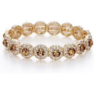 Women's Crystal Rhinestone Beaded Stretch Bangle Bracelet Bridal Jewelry